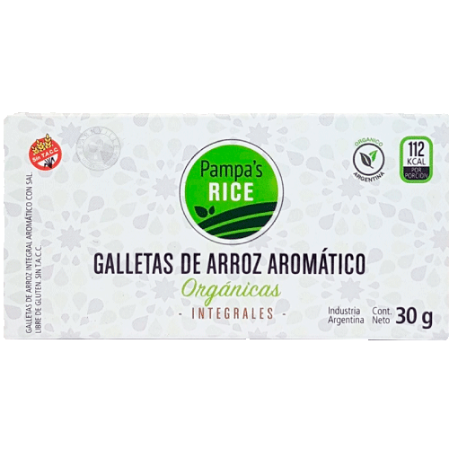 Galletas Arroz Aromatico Integral Organico Pampas Rice Con Sal 30G