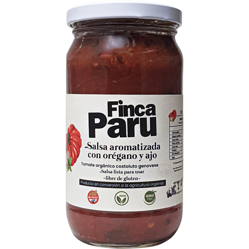 Salsa Tomate Oregano Ajo Costoluto Finca Paru 395g