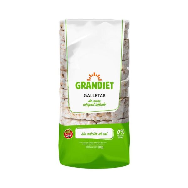 Galletas de Arroz Integral Inflado sin Sal x 100g - Grandiet