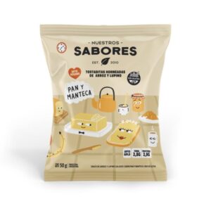 Nuestros Sabores Tostadas de Arroz y Lupino sabor Pan y Manteca 50g